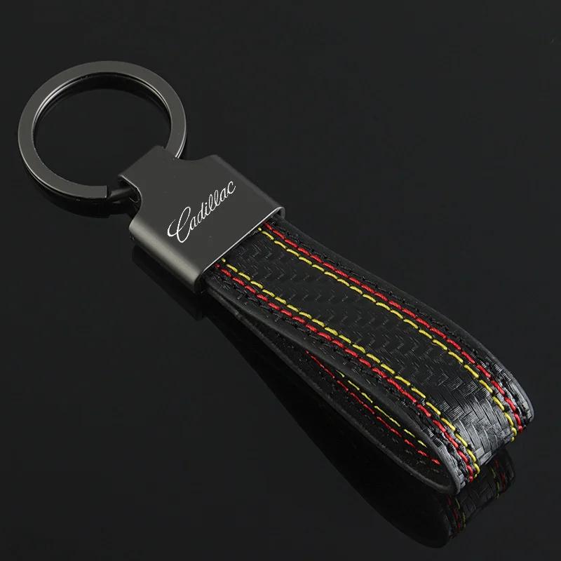 For Cadillac ATS BLS CT4 CT5 CT6 CTS ESCALADE SLS SRX XT4 XT5 XTS Fashion Leather Car Logo Key Chain Keyrings Pendant