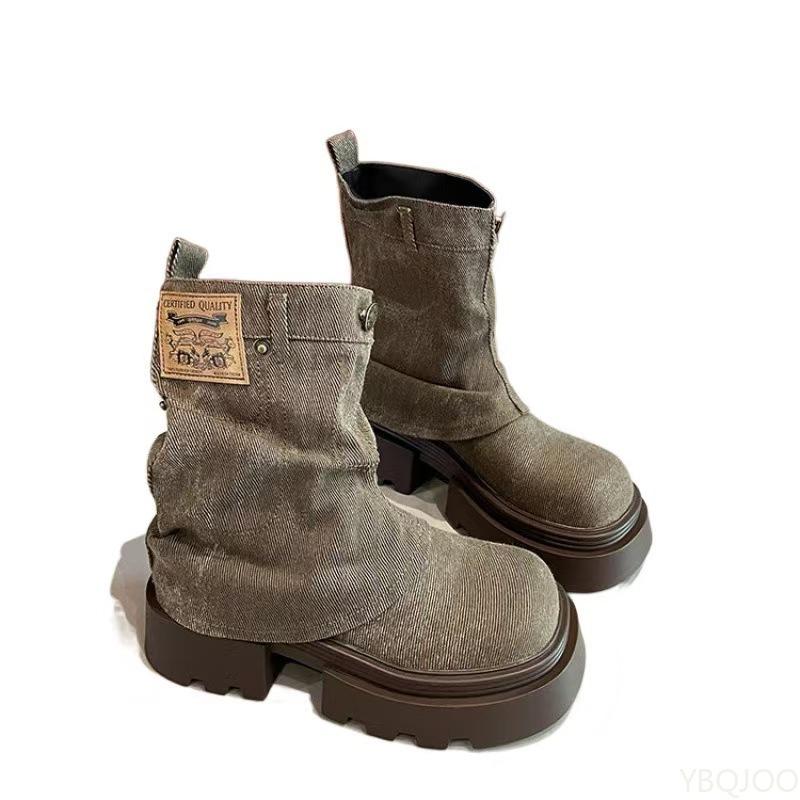 Height Increasing Anti Slip Thick Soled Women's Shoes Spring Autumn New Comfortable Thick Heel Simple Fashionable Women's Shoes