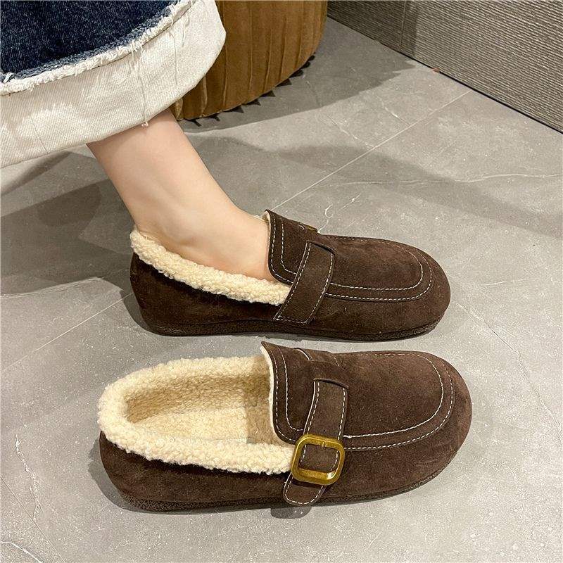 One-pedal piled and thickened fluffy shoes 2025 Xiaoxiangfeng autumn and winter new flat-bottomed women's Birkenmuller shoes