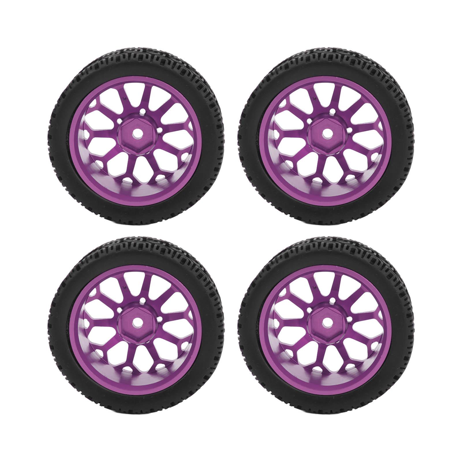 

4Pcs 1 10 Scale RC Wheels and Tires Aluminium Alloy Wheel Rim Rubber Tires Skin for 1 10 Remote Control Car фіолетовий