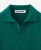 BLOND9 Cotton Diamond Open Collar Short Sleeve Knit_Green