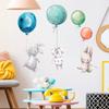 New Colorful Balloon Rabbits Bedroom Wall Stickers for Kids Room Decoration Grey Bunny Wall Stickers for Children Nursery Wall Decal