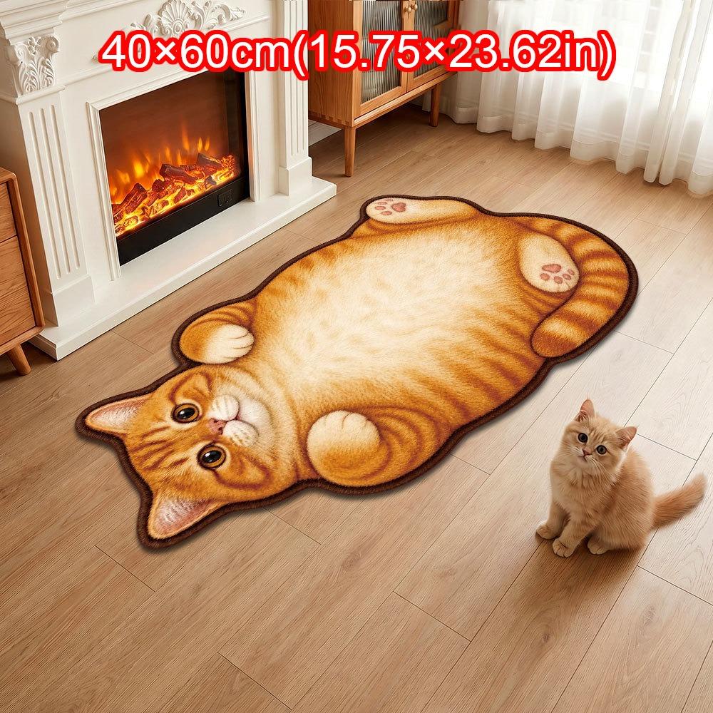 Special-shaped Cat Area Rug Soft Surface Cat Shaped Carpet Cute Cat Shaped Rug Home Decor Style 5 -40x60cm