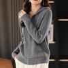 Autumn Winter Zipper Open Cardigan Sweater Women Loose Bottom Hat Knitted Wear Age Reduction Base Layer Hooded Outerwear