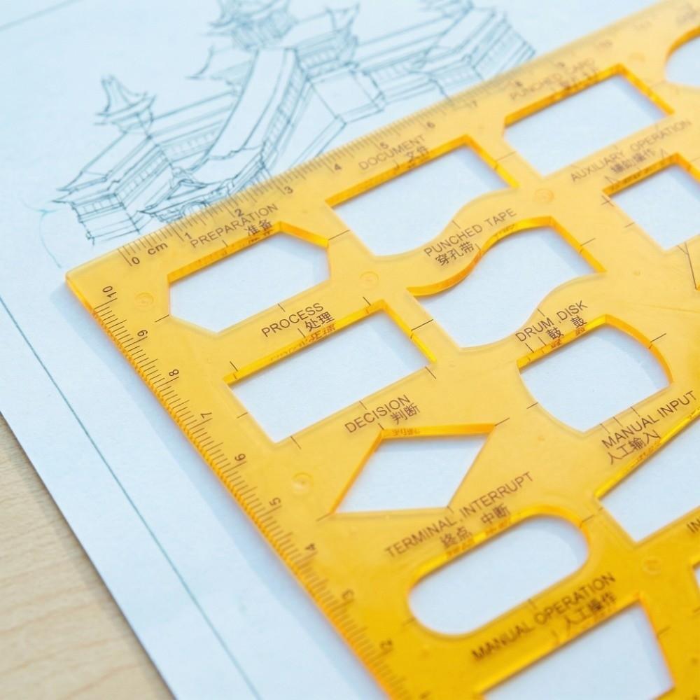 Drawing Helper Plastic Architectural Design Template Resin Yellow Drawing Template Hollow Ruler Office