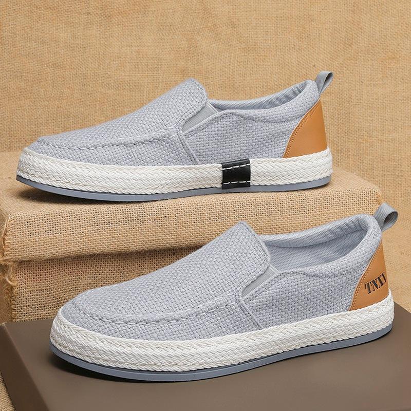 Autumn New Linen Men's Shoes Lazy Step Fishing Soft Bottom Casual Old Beijing Cloth Shoes Men's Casual Sports Shoes