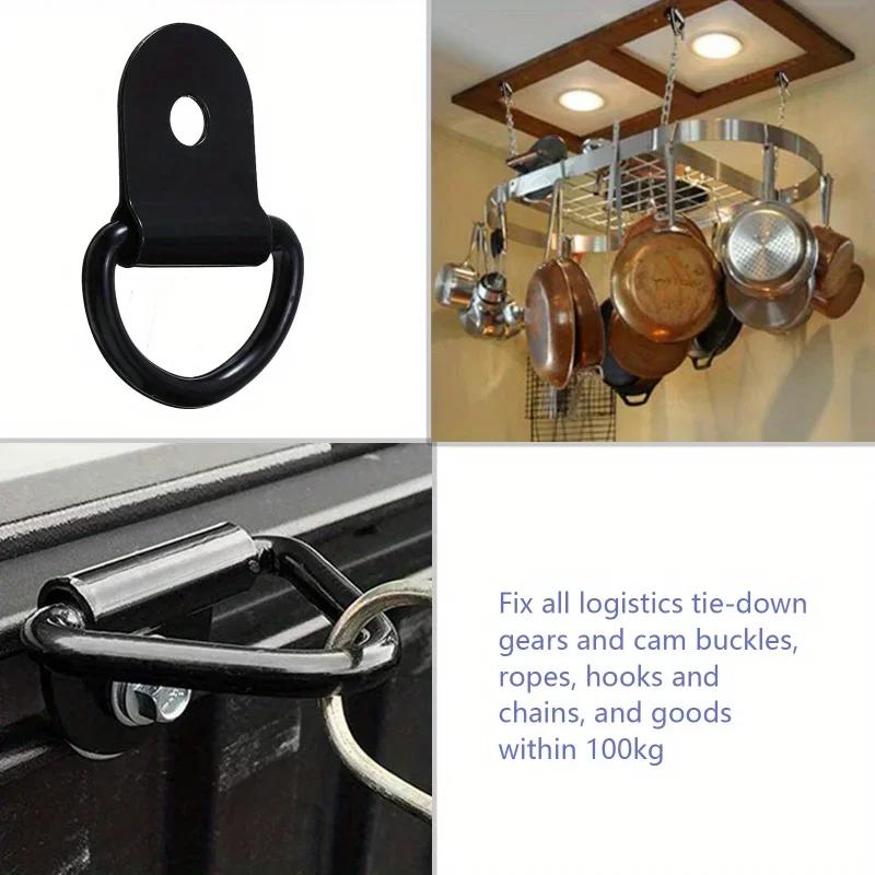 10pcs D Shape Pull Hook Tie Down Anchor Ring Iron Stainless Steel Cargo Tie Down Ring for Truck Trailers RV Boats Accessories