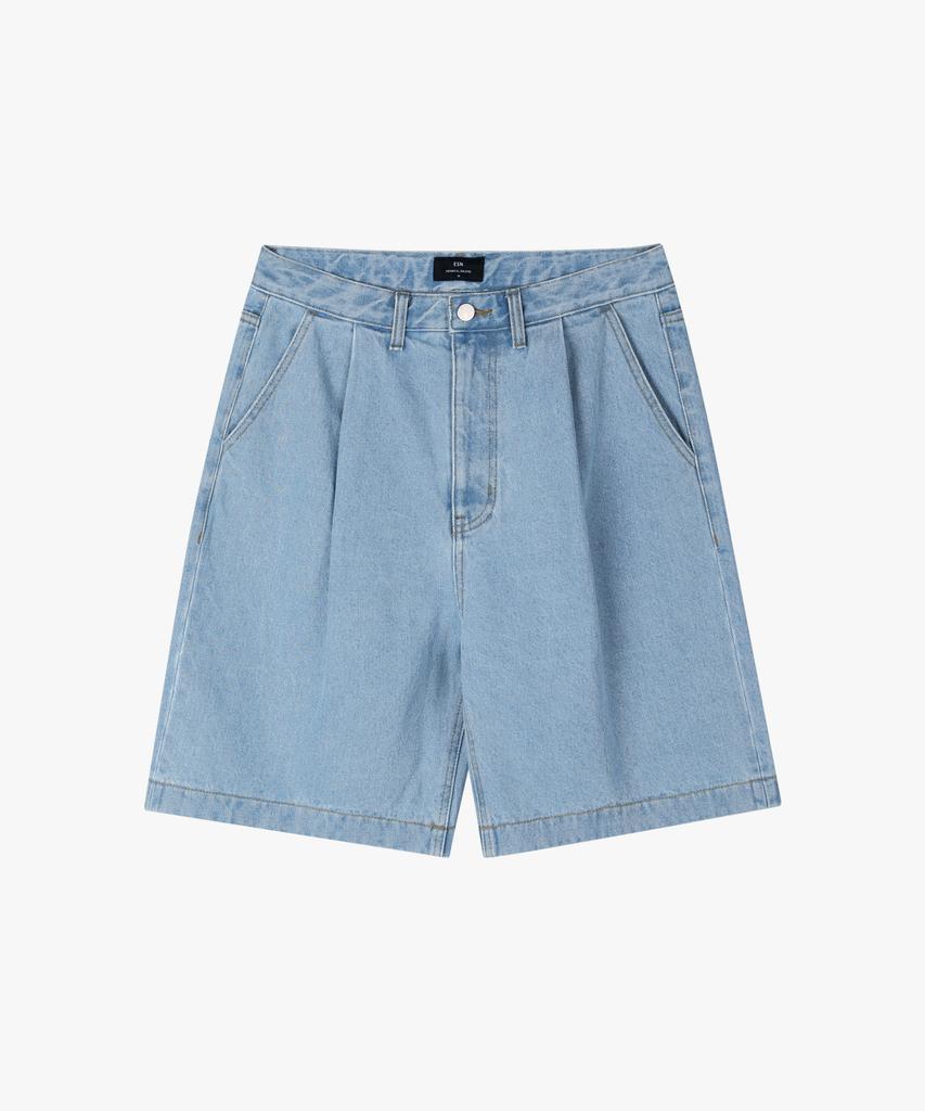 ESN Essential One-Pleat Denim Shorts Light Blue