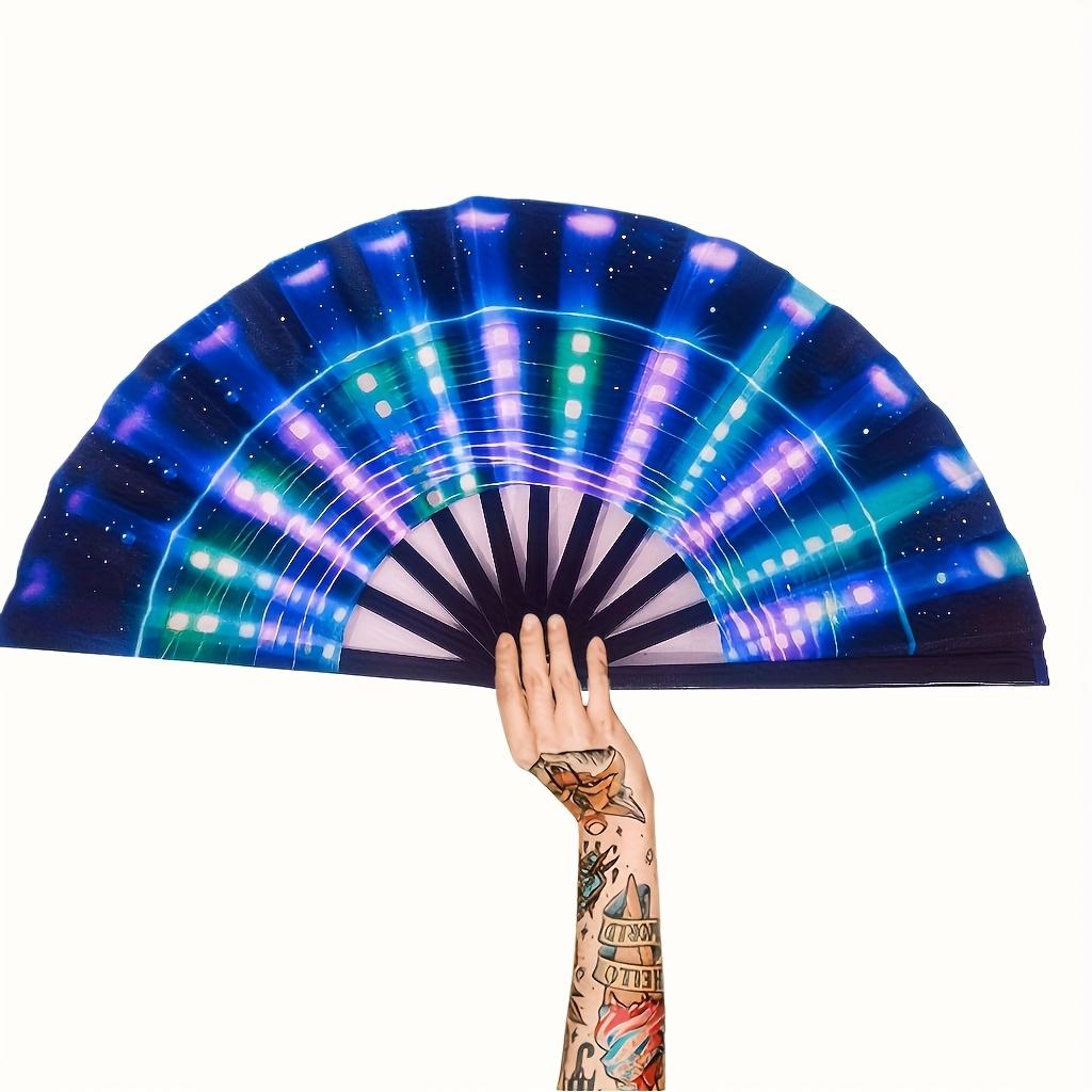 1pc Large Music Festival Hand Fan, Chinese Kongfu Taiji Folding Fan That Makes A Loud Sound, for Dances, Nightclubs, Electronic Music Festivals