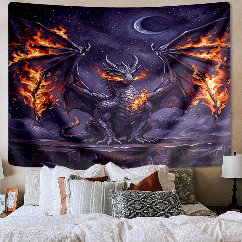 Blue Dragon Holding Stars Tapestry Room Decoration Wall Hanging for Living Room Bedroom, Dormitory, Birthday and Christmas Gifts
