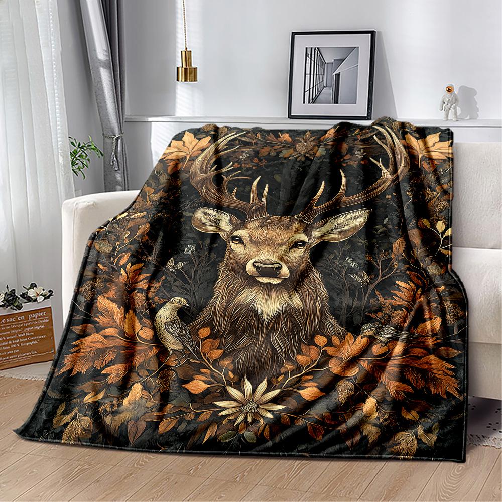 Hirsch im Wald Decken eignen sich für Wohnzimmer, Schlafzimmer, Camping und andere Orte und sind somit eine ideale Wahl für Geschenke.