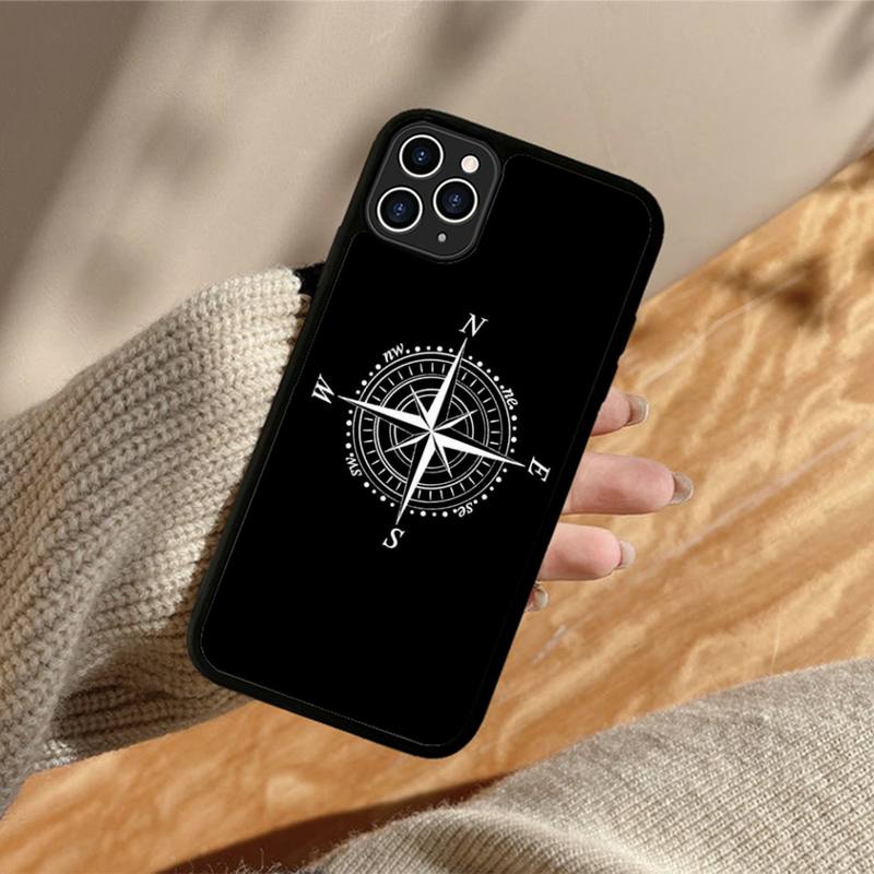 Nautical Compass Logo Phone Case Silicone PC+TPU Case for iPhone 11 12 13 Pro Max 8 7 6 Plus X SE XR Hard Fundas