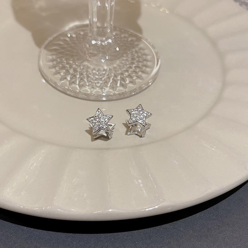 Five-Pointed Star Fashion Earing Hoops Zircon SEarrings For Women Perfect For Daily Wear Anniversary Best Wish