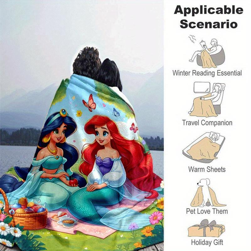 1pc Princess Printing Blanket - Soft, All-Season Throw for Living Room, Bedroom,Personalized Gift with Adorable Cartoon Design