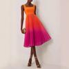Nuovo vestito da donna in chiffon + Zhigong senza maniche con schiena scoperta plissettata a spalline con cambio colore graduale