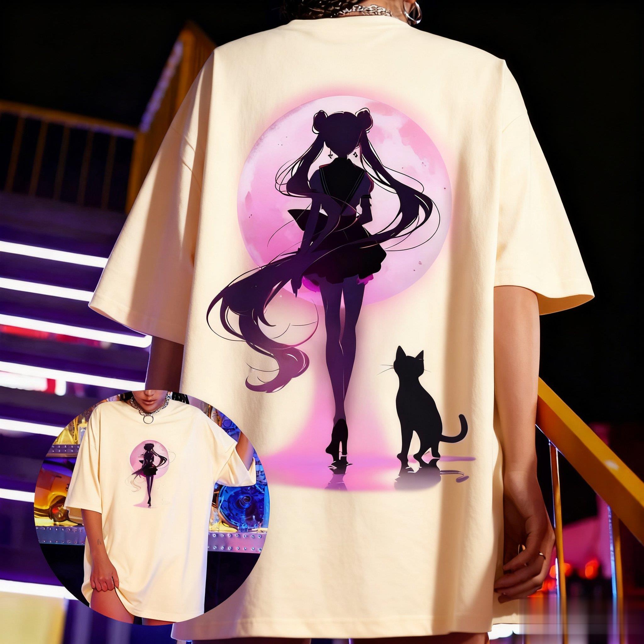

New Anime Tshirt Unisex Women Sailor Moon Summer Casual Cotton Short Sleeve Streetwear Oversized Anime Print Graphic Tee Y2k Tops 4XL