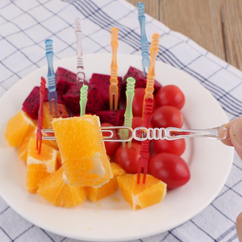 OIMG Disposable Transparent Plastic Fruit Forks