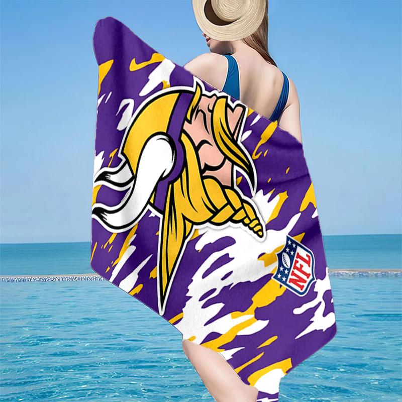 Asciugamano da Spiaggia in Microfibra Vikings Team Spirit, Leggero e Asciugatura Rapida, per Viaggi Estivi, Essenziale per la Spiaggia, Piscina