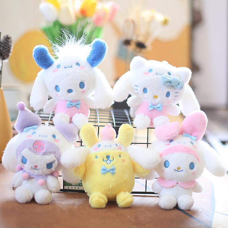 Keychain Cute Cinnamorol My Melody Kuromi Keyring Children Toys Pompom Purin Pochacco Plush Keychains Girls
