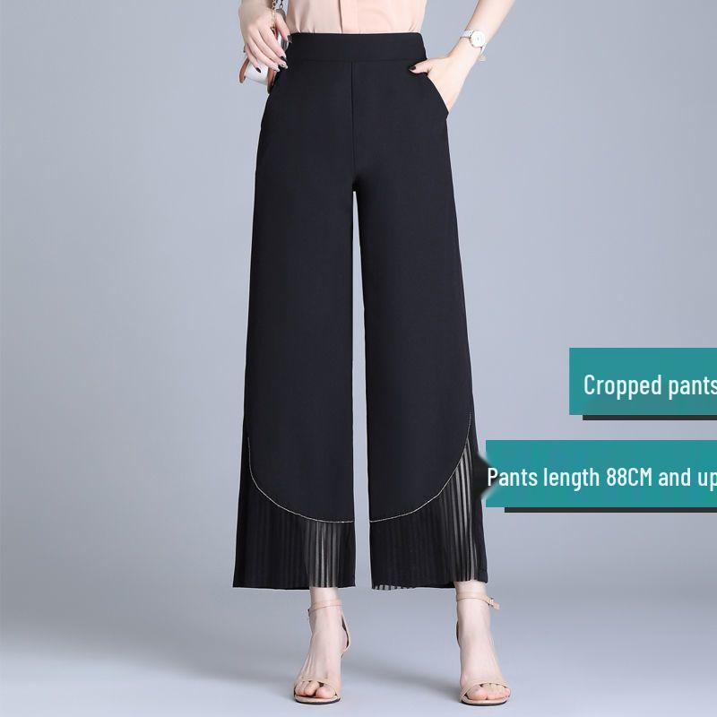 Women s Summer Chiffon Wide-Leg High-Waisted Slimming Cropped Pants S 80-95 jin