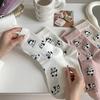 Trendy Socks, Women's Plush Panda Socks, Cute and Versatile Mid-calf Socks, Boneless Cotton Socks, Sweet School Style, Pile Pile Socks