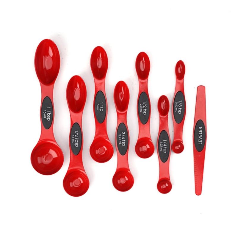 8Pcs Magnetic Suction Double Heads Baking Scale Measuring Spoon for Kitchen Measuring Dry Liquid Ingredients Rust Proof