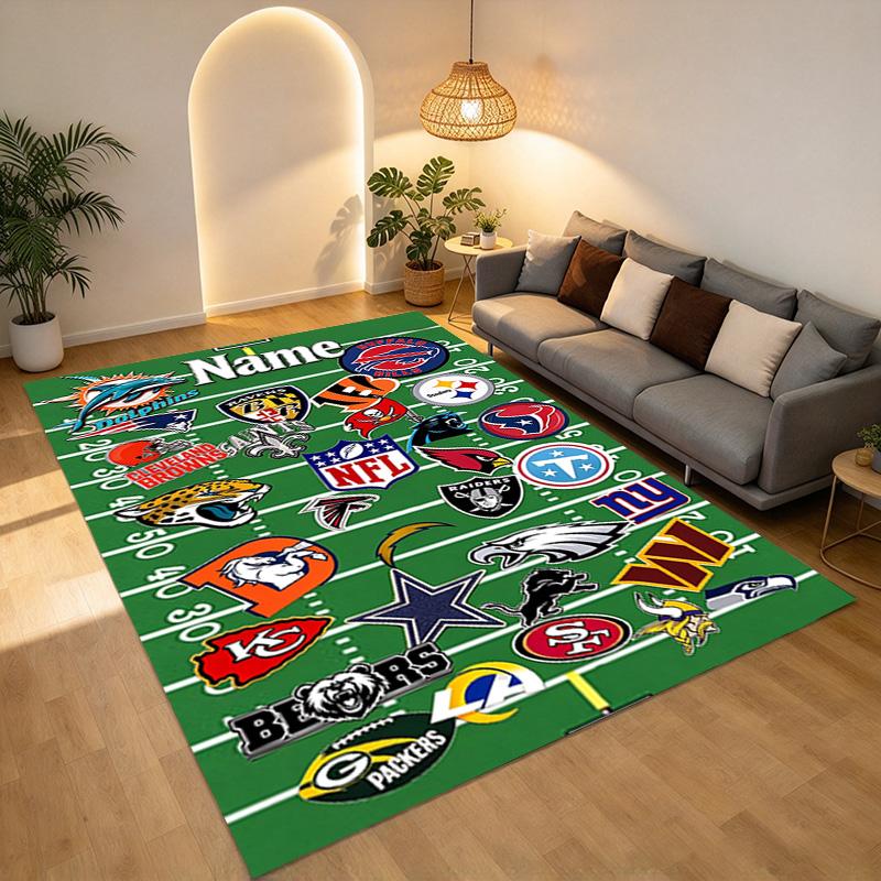 Custom Nfl Teams Area Rug Living Room Nonslip Soft Carpet For Bedroom Game Playroom Sofa Office Home Decor Doormat Christmas Gift C10347