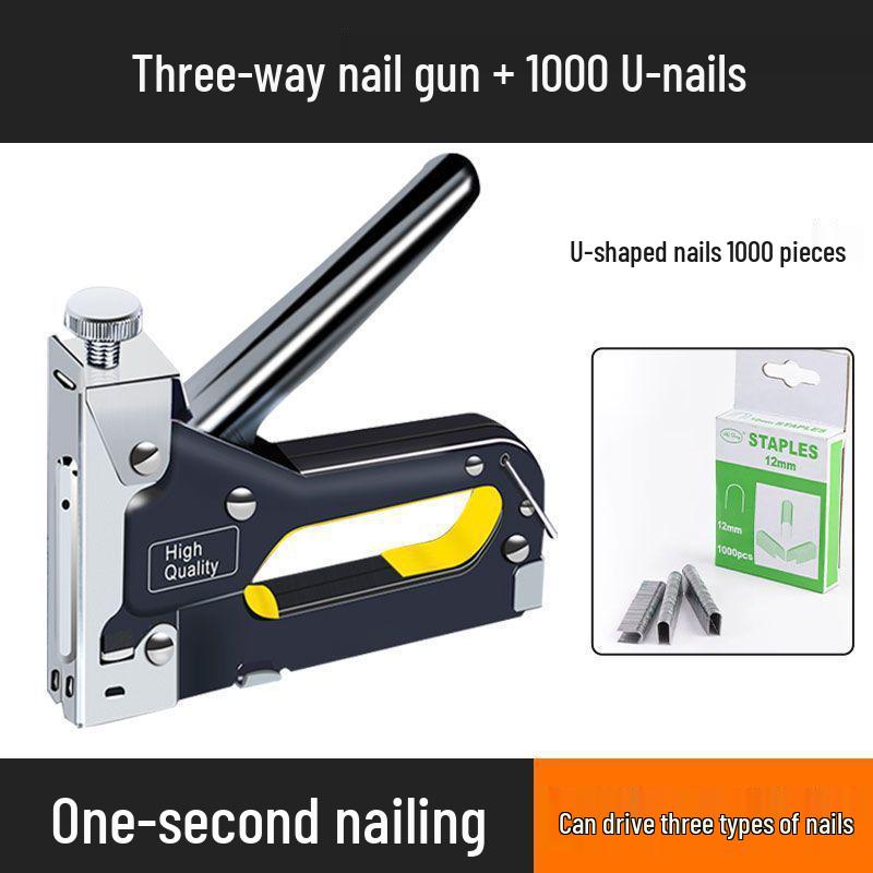 Three-in-One Handheld Woodworking Staple and Brad Nailer for Cabinets and Sofas