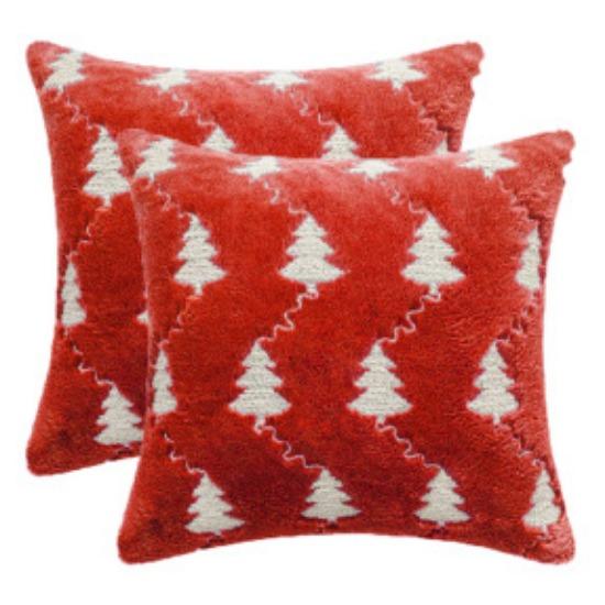 Weihnachts-Kissenbezug Plüsch Schneeflocke Weihnachtsbaum Gestickt Haar Wohnzimmer Sofa Kissen Festliche Party Dekoration Kissenbezug