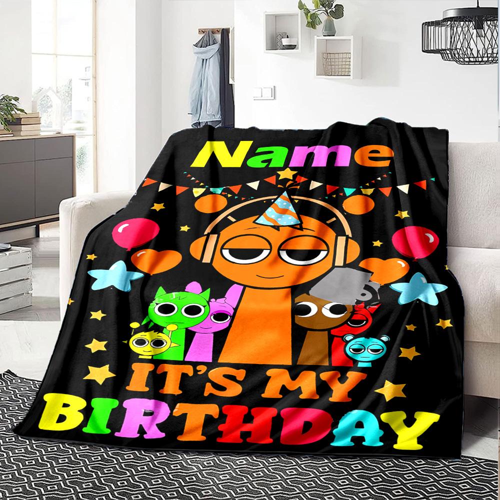 Customiz Name Personality Sprunki Themed Blanket Soft &Warm Sofa Office Bed Travel Lunch Break Blanket, Gift Suitable All Seasons