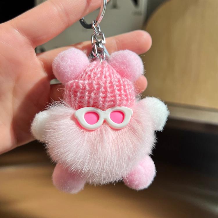 Cute Rex Rabbit Hair Small Coal Ball Bag Pendant School Bag Ugly Thing Doll Pendant Cartoon Doll Car Keychain