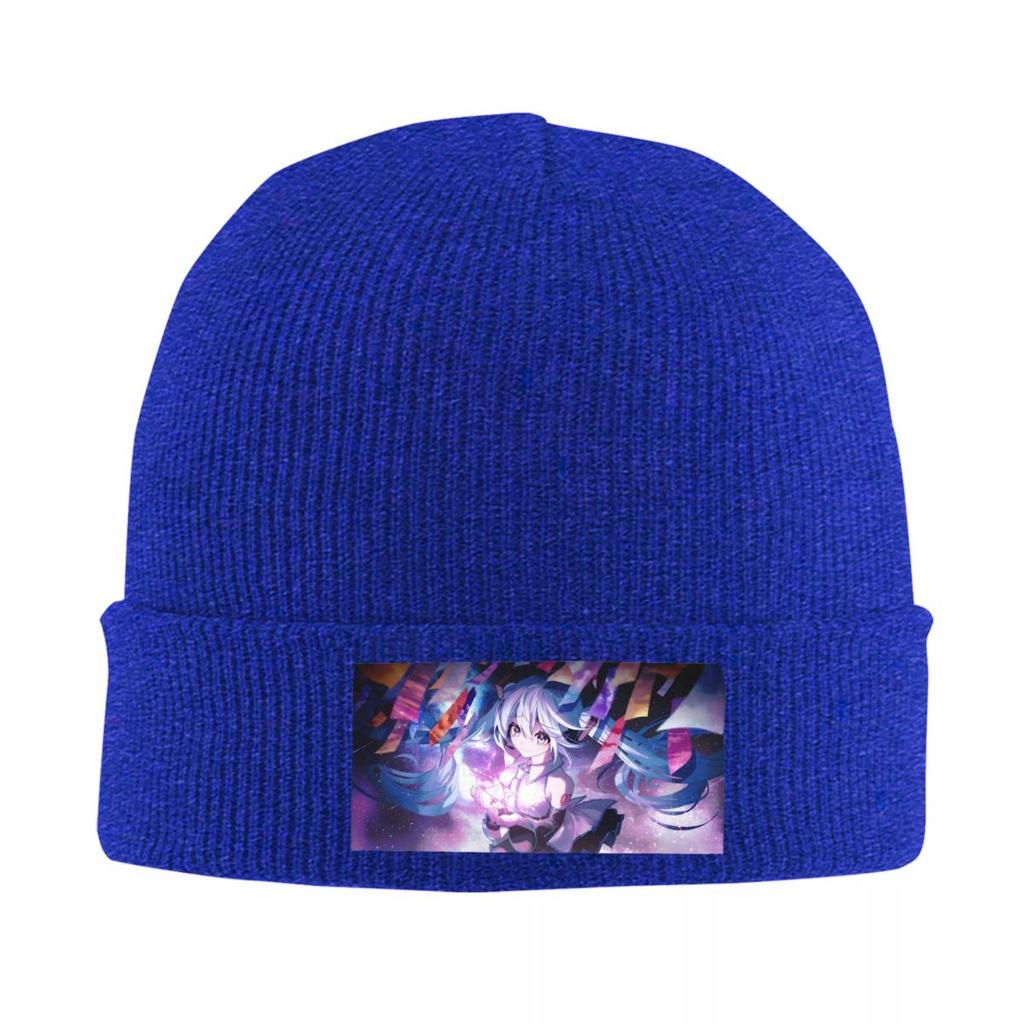 Custom Hatsunes Miku Comic Skullies Beanies Caps Streetwear Winter Warm Women Unisex Knitting Hats Unisex Adult Anime Bonnet Hats