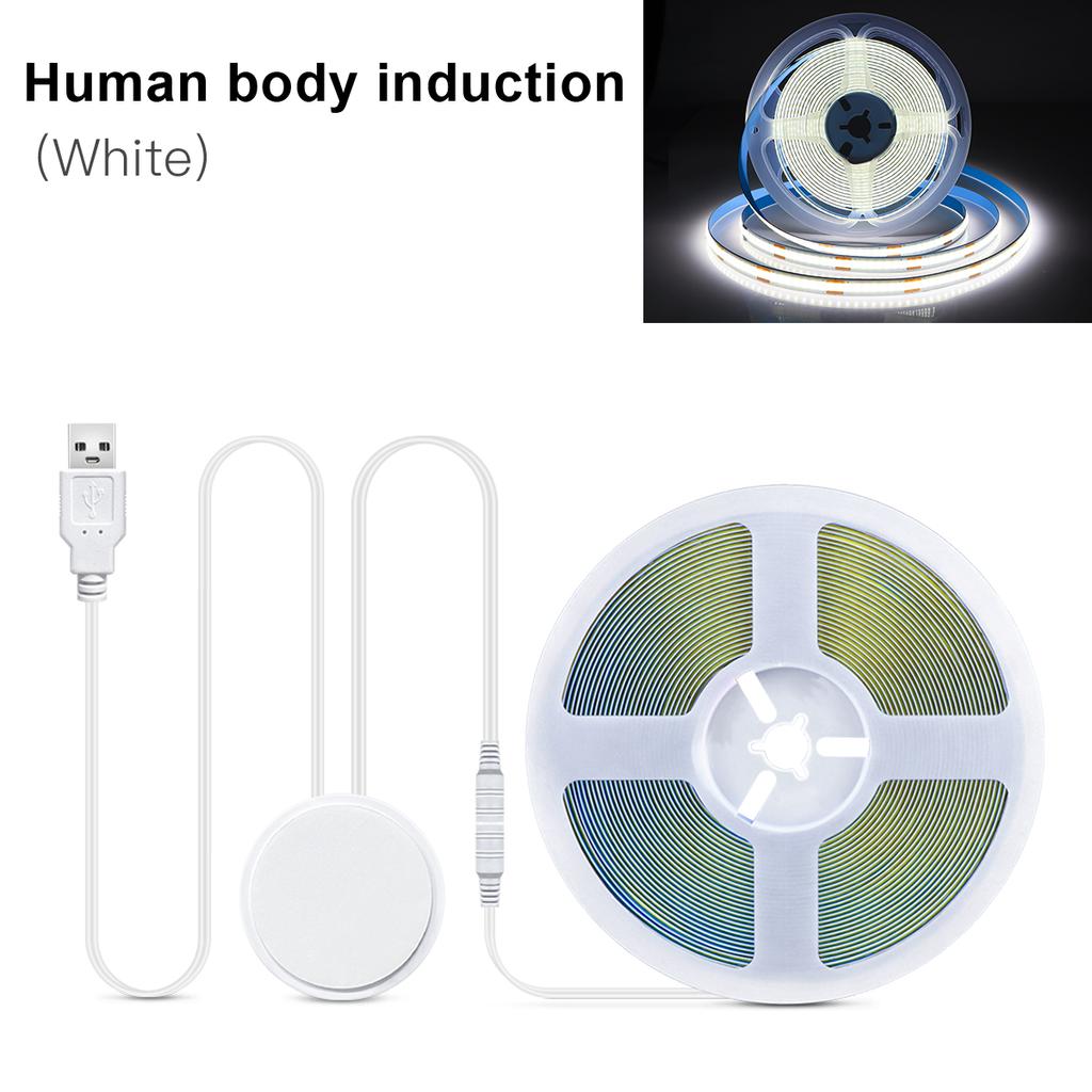 5V USB COB LED Strip Lights Hand Sweep Touch Sensor Dimmer Switch High Density Flexible LED Tape Bedroom Kitchen Mirror Lighting
