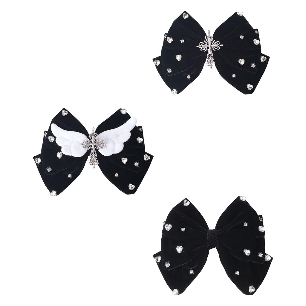 Pinces à Cheveux Arbalètes Ailes d'Ange avec Strass Postiches Accessoires de Cheveux pour Fêtes de Style Gothique et Vintage