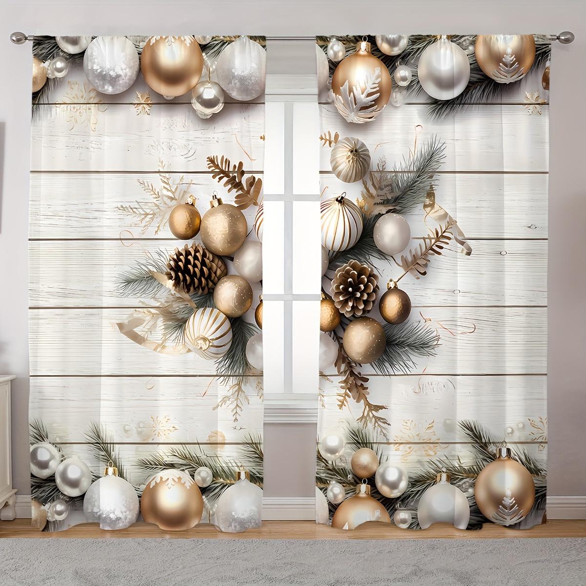 

Рождественские колокольчики украшают шторы для спальни, гостиной, кухни, оконного платья, рождественские праздничные новогодние шторы 2 шт. 100W130H(CM)&Rod Pocket