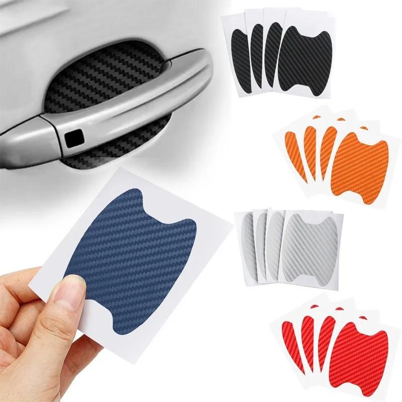 4pcs Car Stickers Door Handle Carbon Fiber Protector Anti Scratch Car Automobiles Handle Protection Car Accessories