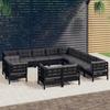 Day and Night - Day and Night Garden Furniture 13 Pieces and Cushions Black Solid Pine Wood