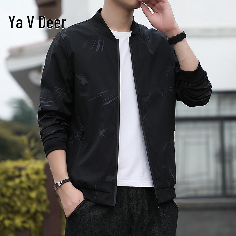 Yalu Men's Casual Printed Baseball Jacket
