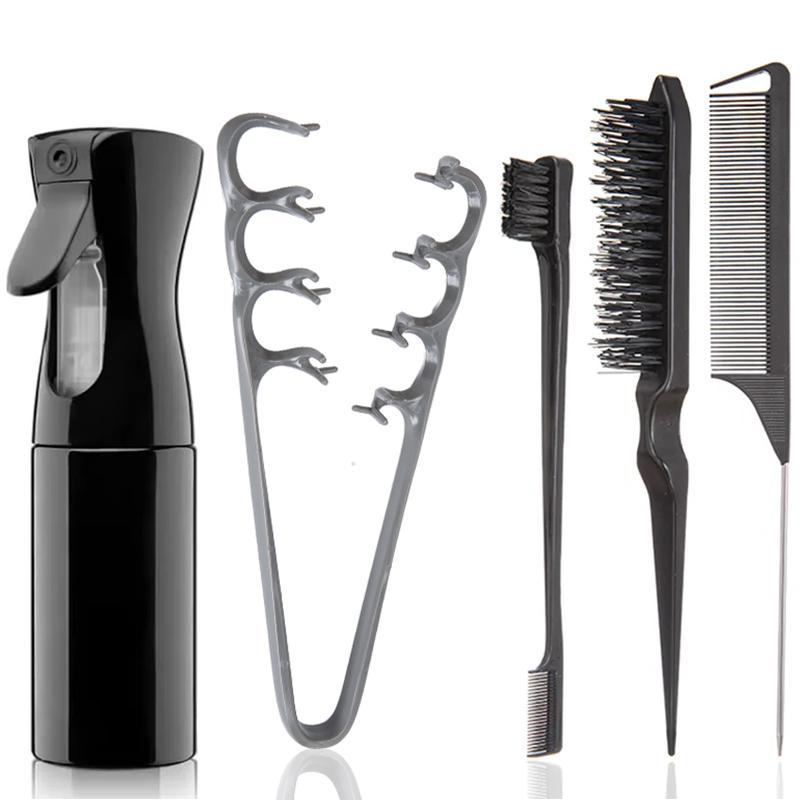 5pcs/set Volumizing Wide-Tooth Styling Comb Edge Control Brush Rat Tail Teasing Brush Fluffy Texture Spray Styling Tools Salon