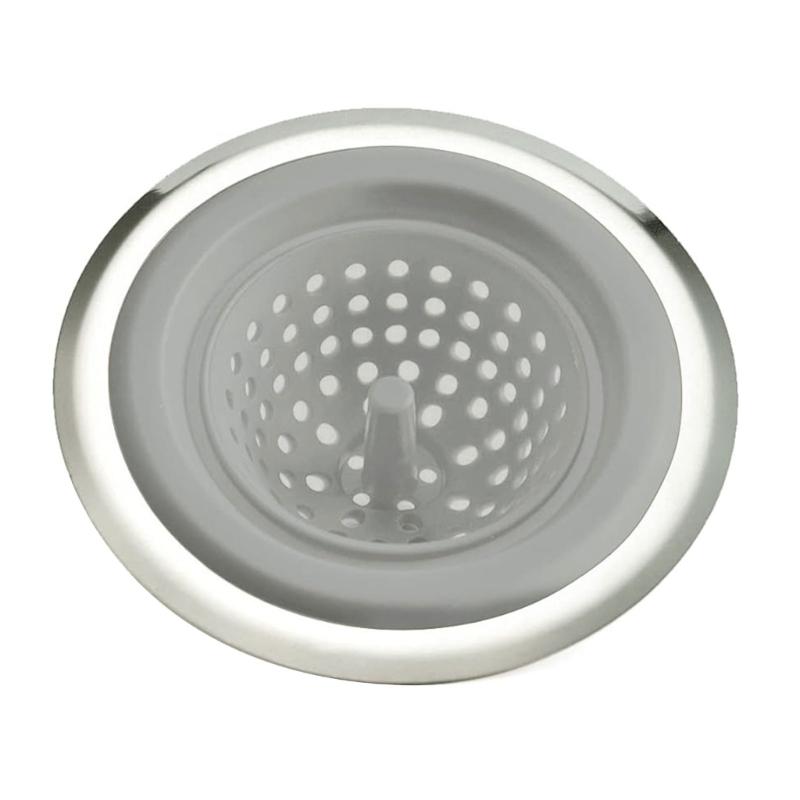 High Performances Kitchen Sink Strainer Rubber & Steel Food Waste Catcher Easy to Use for Long Service  Sewer Protections серый