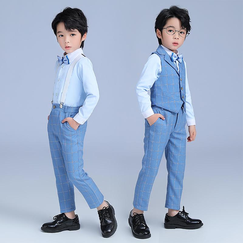 vest suit summer new short-sleeved performance suit three-piece children's speech baby year-old flower girl dress