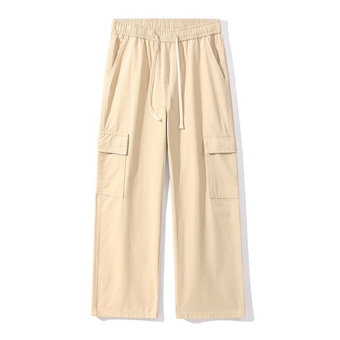 Mingge | Spring new big pocket overalls men's solid color simple and versatile loose straight casual pants