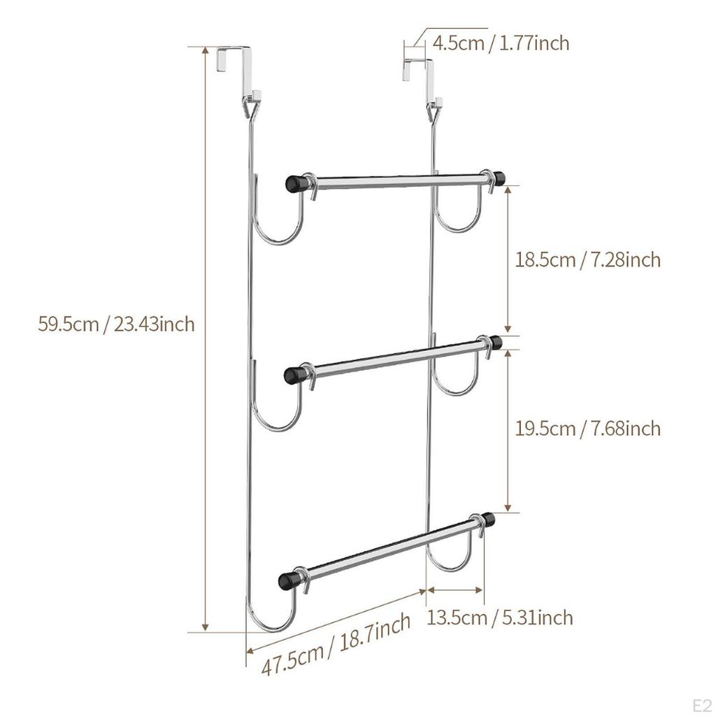 Over The Door Towel Bar for Hanging Towels Portable Maximizing Space Versatile 3 Tier Dorm