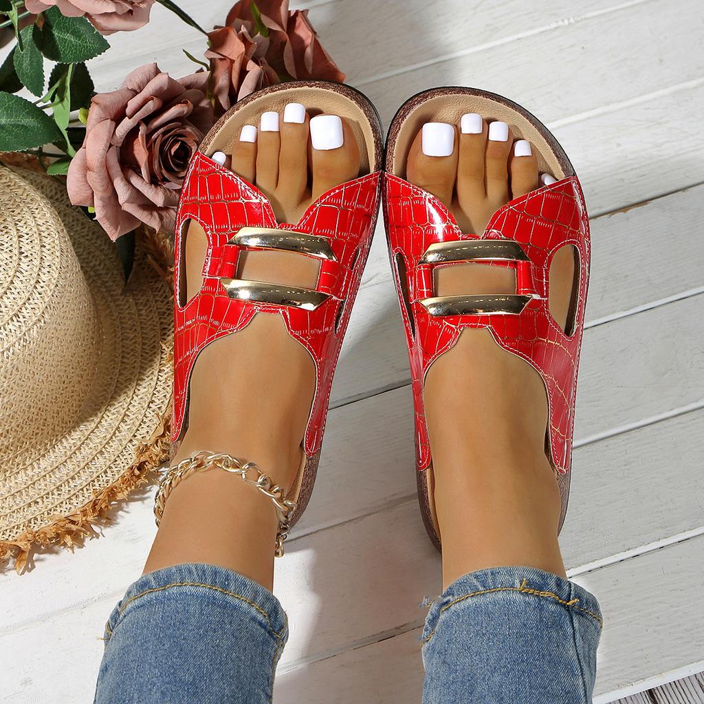 Fashion Women Slippers Summer 2025 Large Size Thick Heel Slippers Casual Leather Outdoor Sandals Lightweight Platform Shoes Slides Women