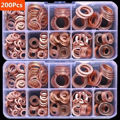 Rondella di rame Guarnizione Dado e bullone Set Assortimento Kit Guarnizione Anello Piatto con Scatola //M8/M10/M12/M14 per Tappi di Scarico