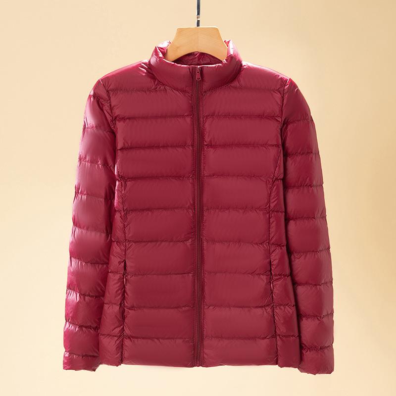 New light and thin stand-up collar down jacket women's short light and large size slim white duck down autumn and winter jacket