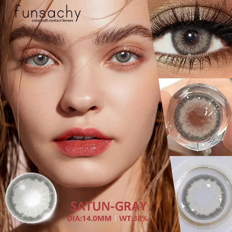 FUNSACHY 1 Paar Farbige Pupillen für Augen Große Augen Kontaktlinsen Jährlich Natürlich Braun Kosmetisch Grüne Augenfarbe Linse Graue Linse für Schönheit