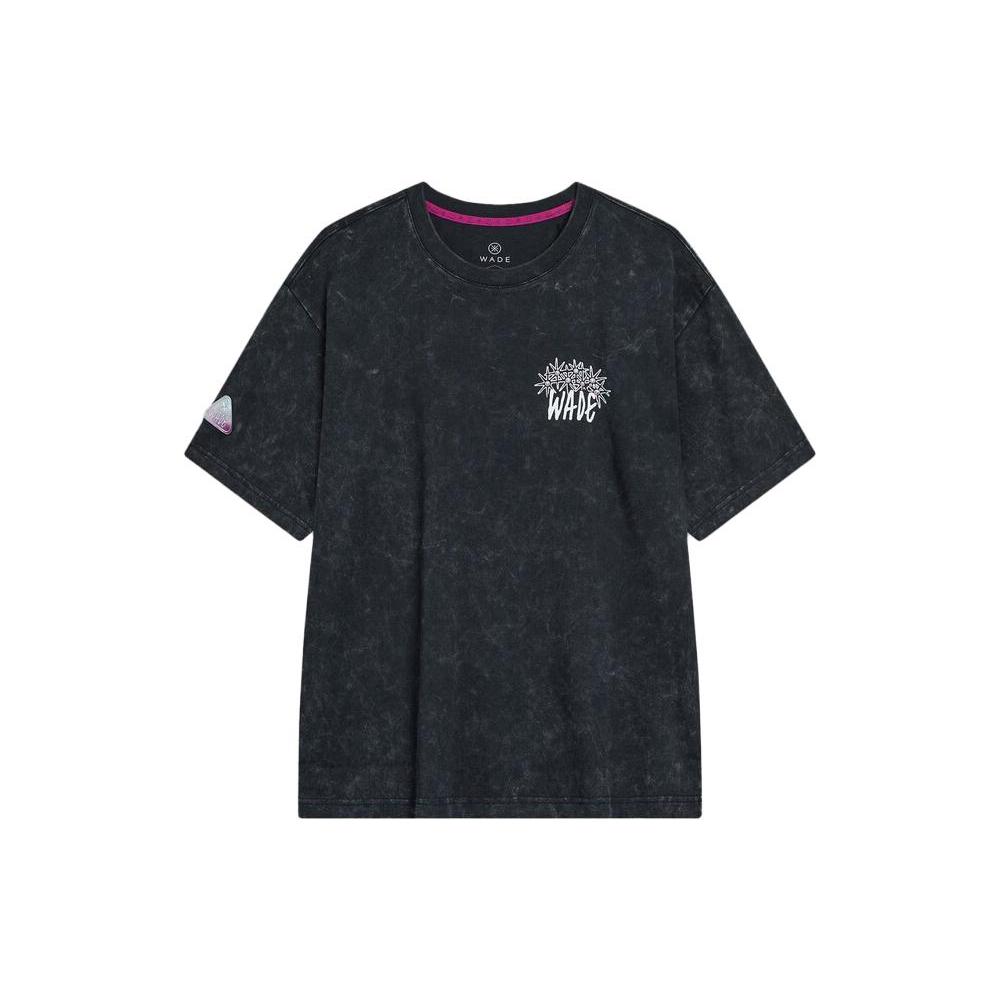 Li Ning T Shirts Unisex Black Crew Neck Moderate Straight Fit AHST941-4