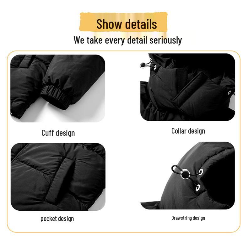Cross-border E-commerce Fashion Couple's Short Down Jacket - White Duck Down, Windproof, Warm, Thick, Stand Collar, Winter Style