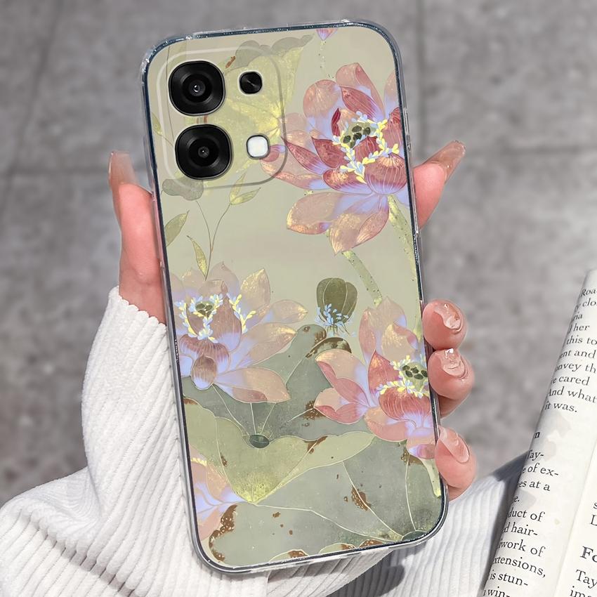 For Oppo A6 Pro A6x A5x K13 Realme 15X C85 V70 V70s CT 7 7T 8 Phone Cases Beautiful Sakura Butterflies Patterns Casing Soft Silicone TPU Clear Housing